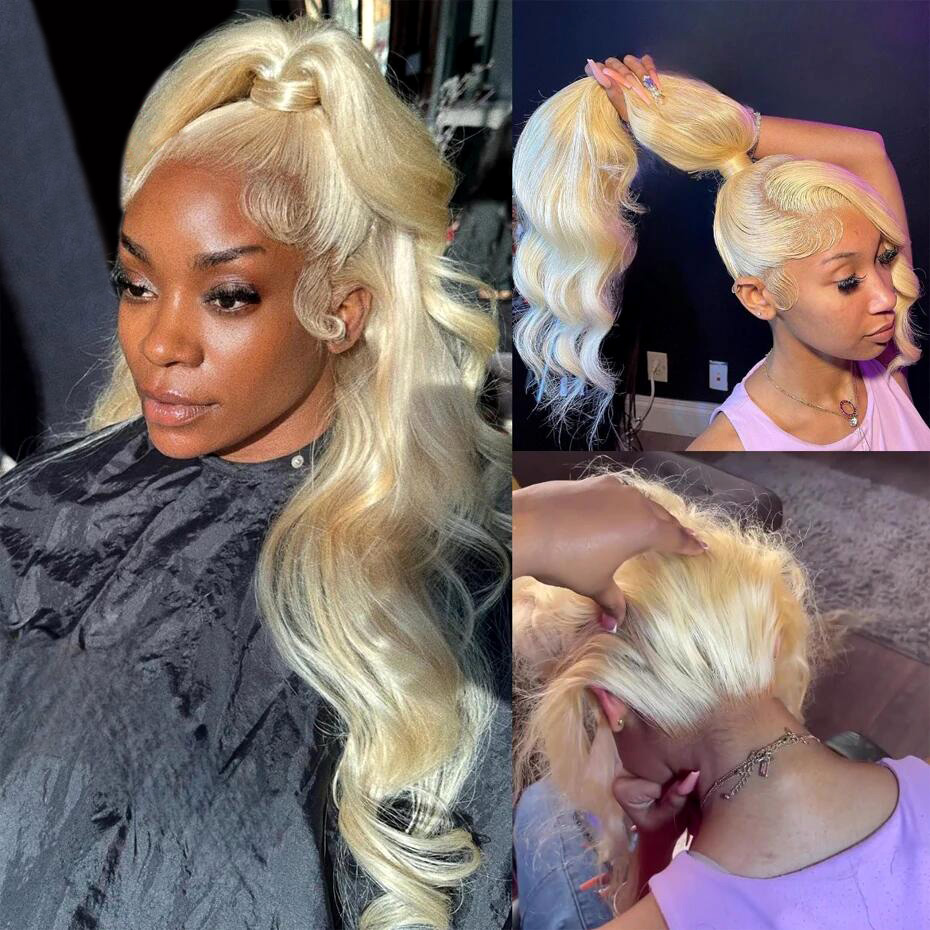 Stema 613 Blonde 360 Transparent Lace Frontal Wig Straight Body Wave 200% Density